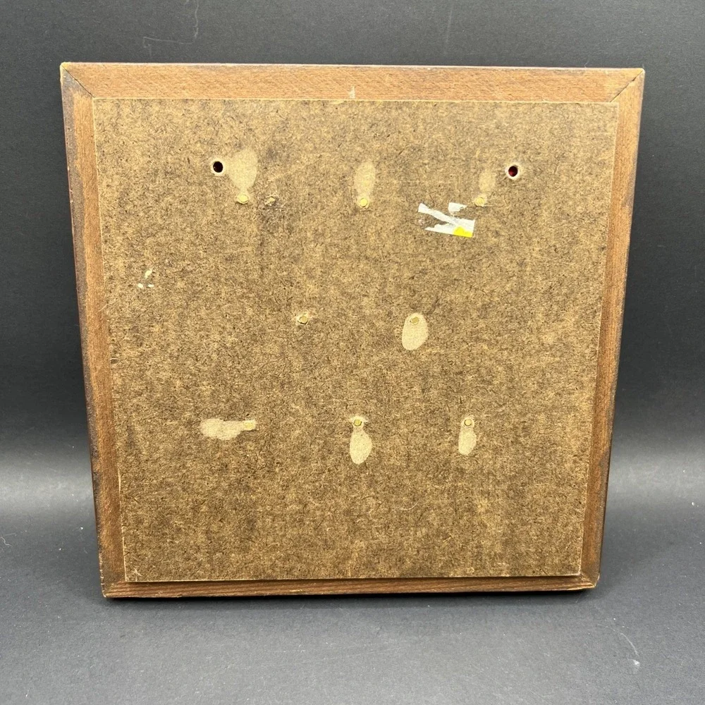Vtg Wood Key Box Wall Mount Slide Up Hidden Storage Signed GW '88 Ceramic Tile